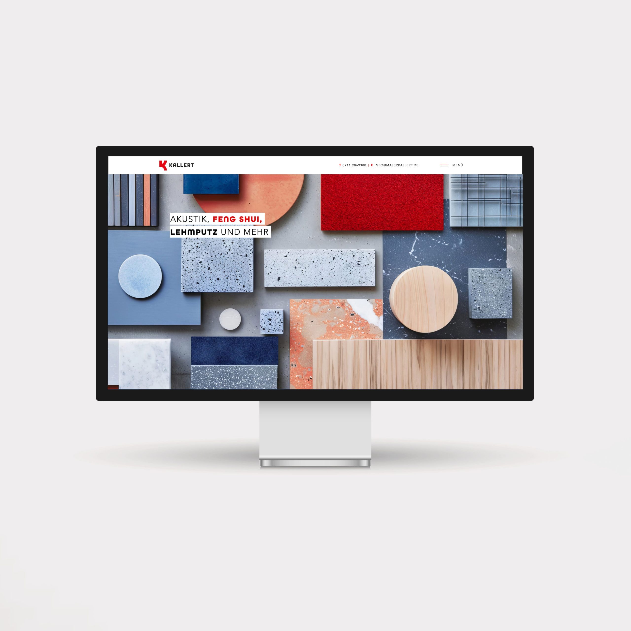 Digitales Webdesign für den Kallert Malerbetrieb in Stuttgart mit Materialwelten und Leitsystemen – Corporate Design Handwerk und Branding Handwerksunternehmen für einen konsistenten Markenauftritt.