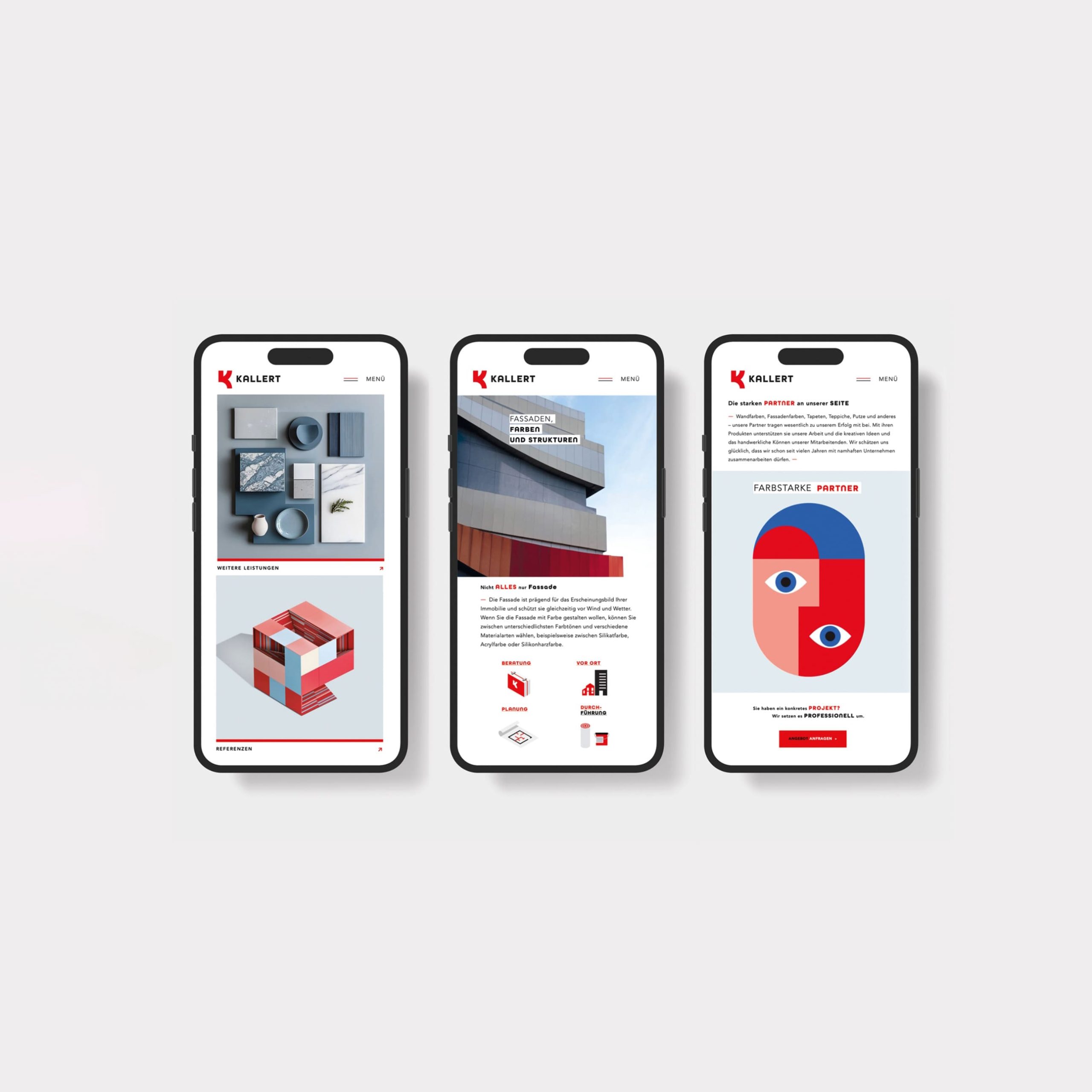 Responsive Webdesign für den Kallert Malerbetrieb in Stuttgart auf Desktop und Smartphone – Corporate Design Handwerk und Branding Handwerksunternehmen für den digitalen Markenauftritt.