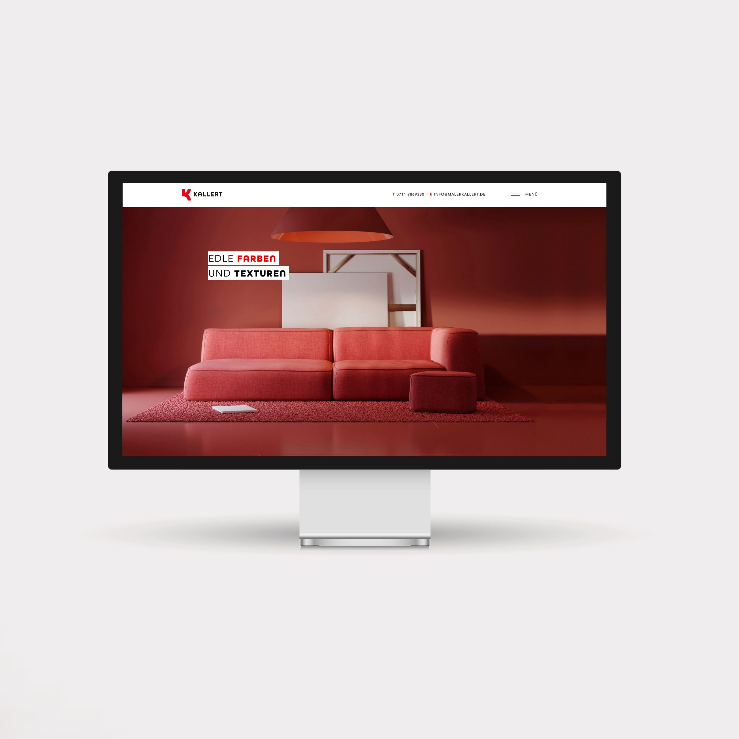 Webdesign für den Kallert Malerbetrieb in Stuttgart mit Farb-, Material- und Raumwelten – Corporate Design Handwerk und Branding Handwerksunternehmen für den digitalen Markenauftritt.