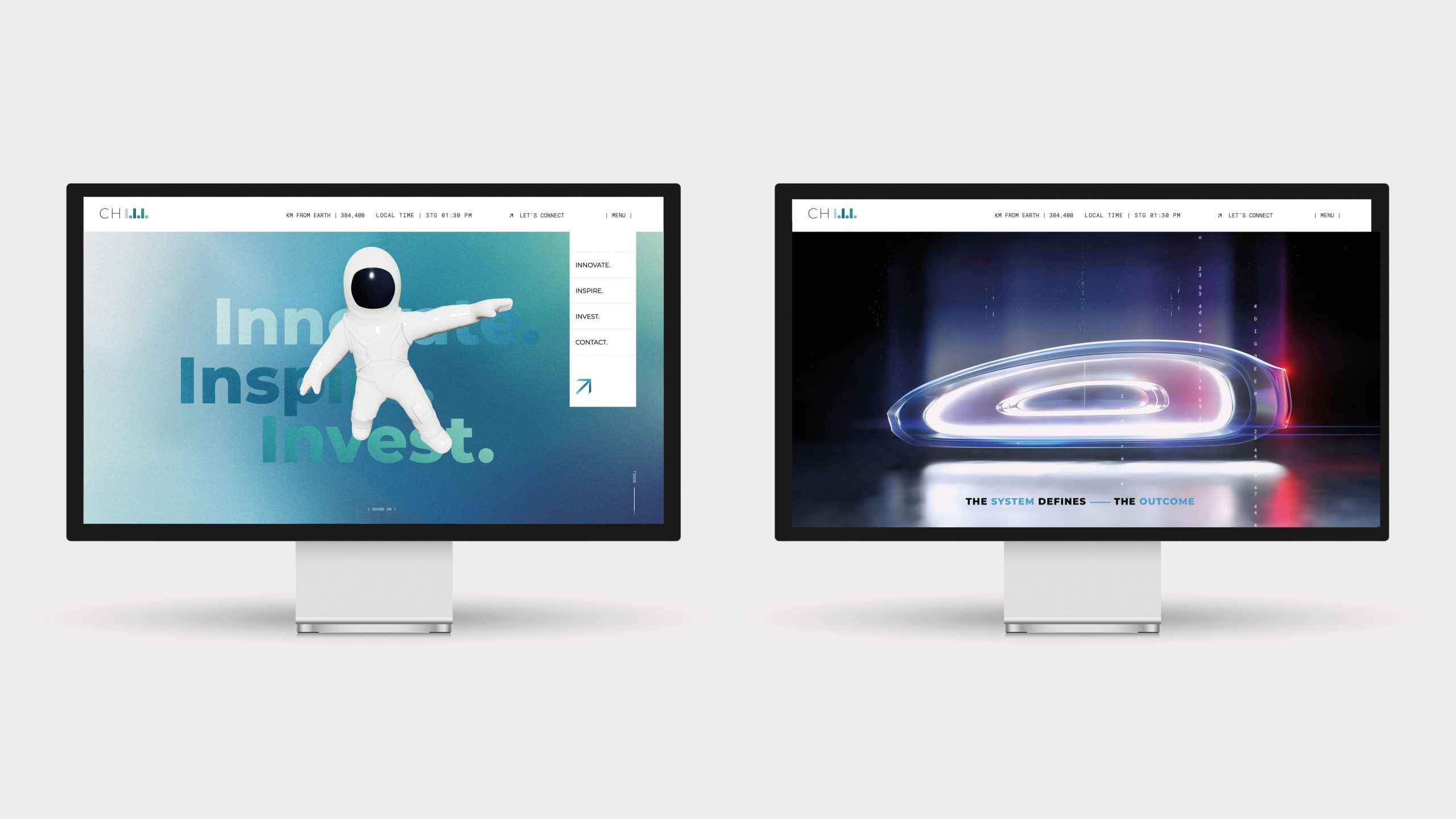 Digitaler Markenauftritt für CHIII mit futuristischen Visuals, Digital Branding, AI Art Direction und Digital Creative Direction, gestaltet von Brand Designer Freelancer Simone Rees.