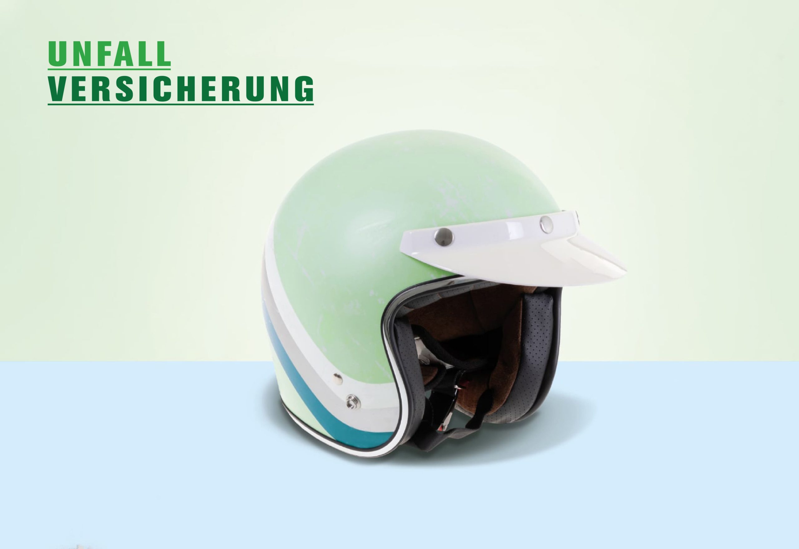 Helm mit Schriftzug Unfallversicherung für die DENIZ Versicherungsagentur – Corporate Design Versicherung von Brand Designer Freelancer.
