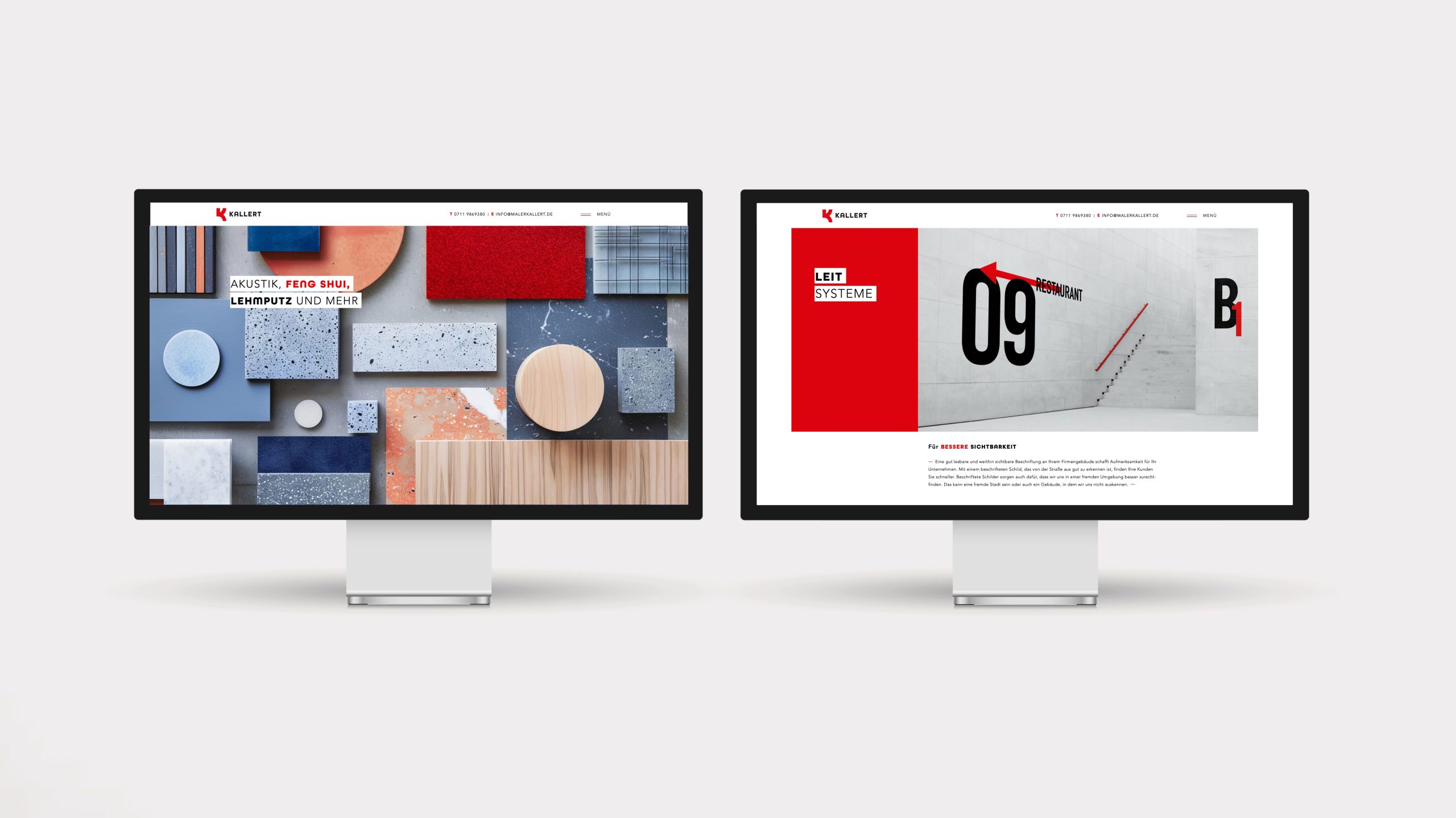 Digitales Webdesign für den Kallert Malerbetrieb in Stuttgart mit Materialwelten und Leitsystemen – Corporate Design Handwerk und Branding Handwerksunternehmen für einen konsistenten Markenauftritt.
