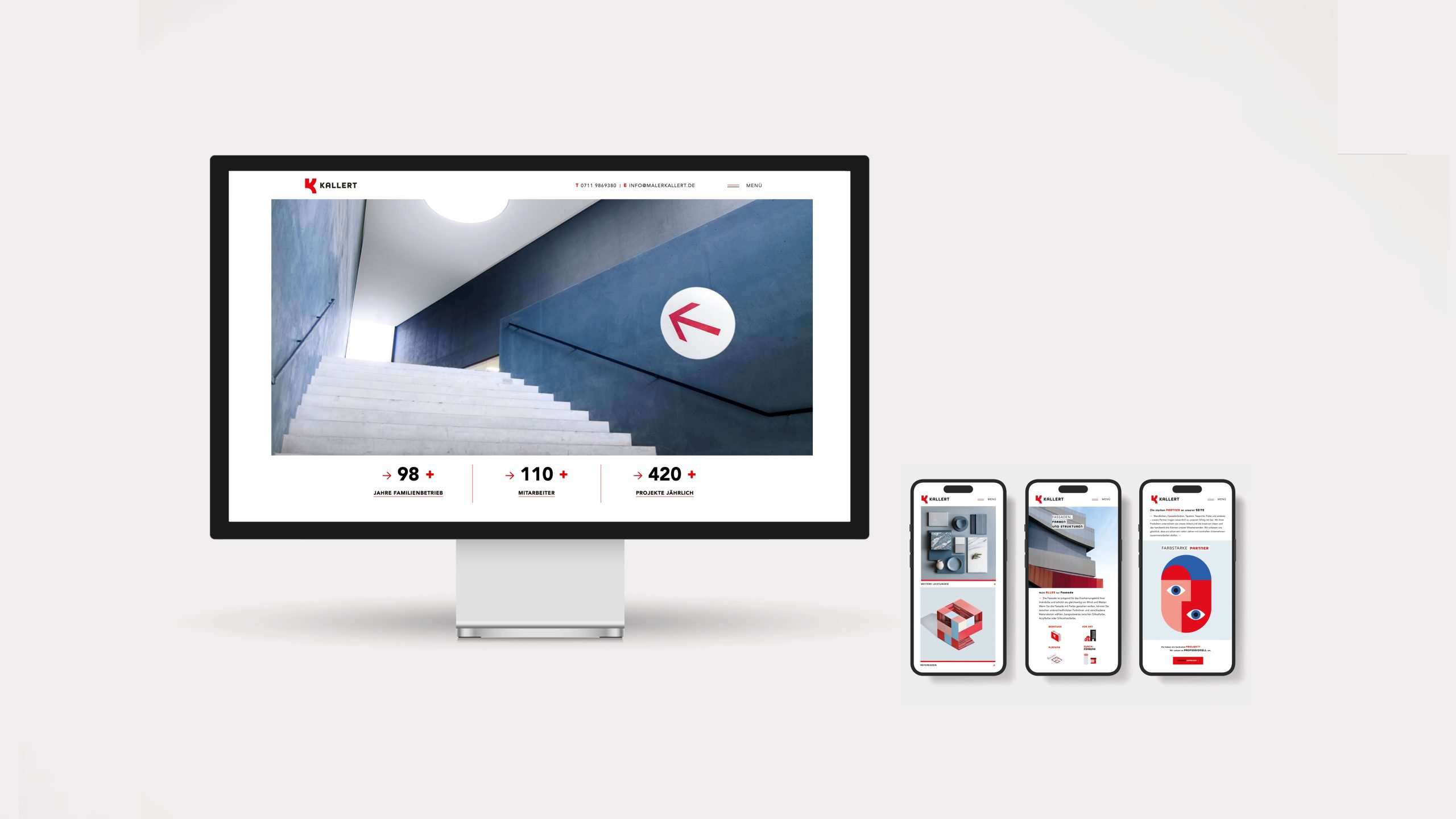 Responsive Webdesign für den Kallert Malerbetrieb in Stuttgart auf Desktop und Smartphone – Corporate Design Handwerk und Branding Handwerksunternehmen für den digitalen Markenauftritt.
