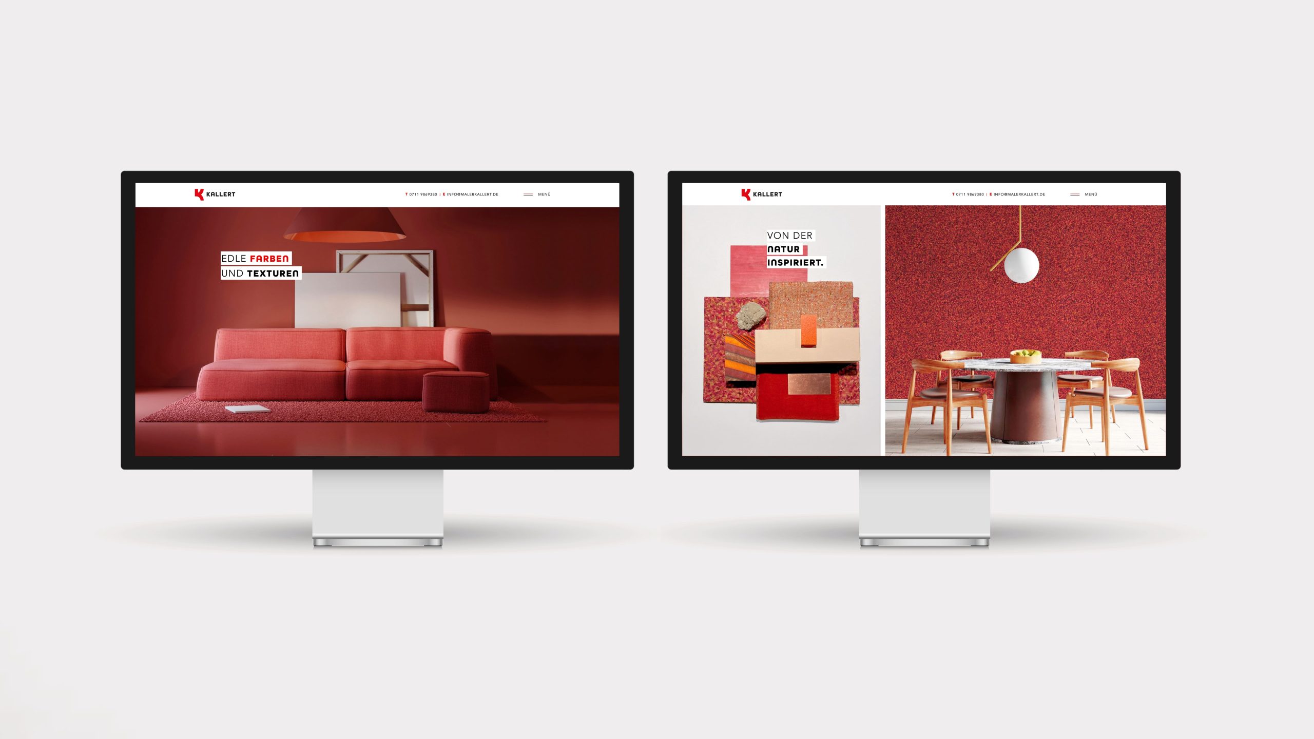 Webdesign für den Kallert Malerbetrieb in Stuttgart mit Farb-, Material- und Raumwelten – Corporate Design Handwerk und Branding Handwerksunternehmen für den digitalen Markenauftritt.