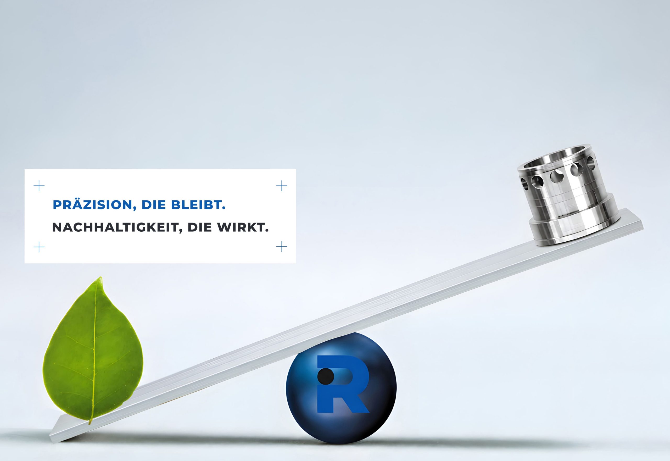 Rommel Präzisionsdrehteile Markenmotiv mit Präzisionsbauteil und Blatt für AI Art Director und Markenentwicklung Industrie