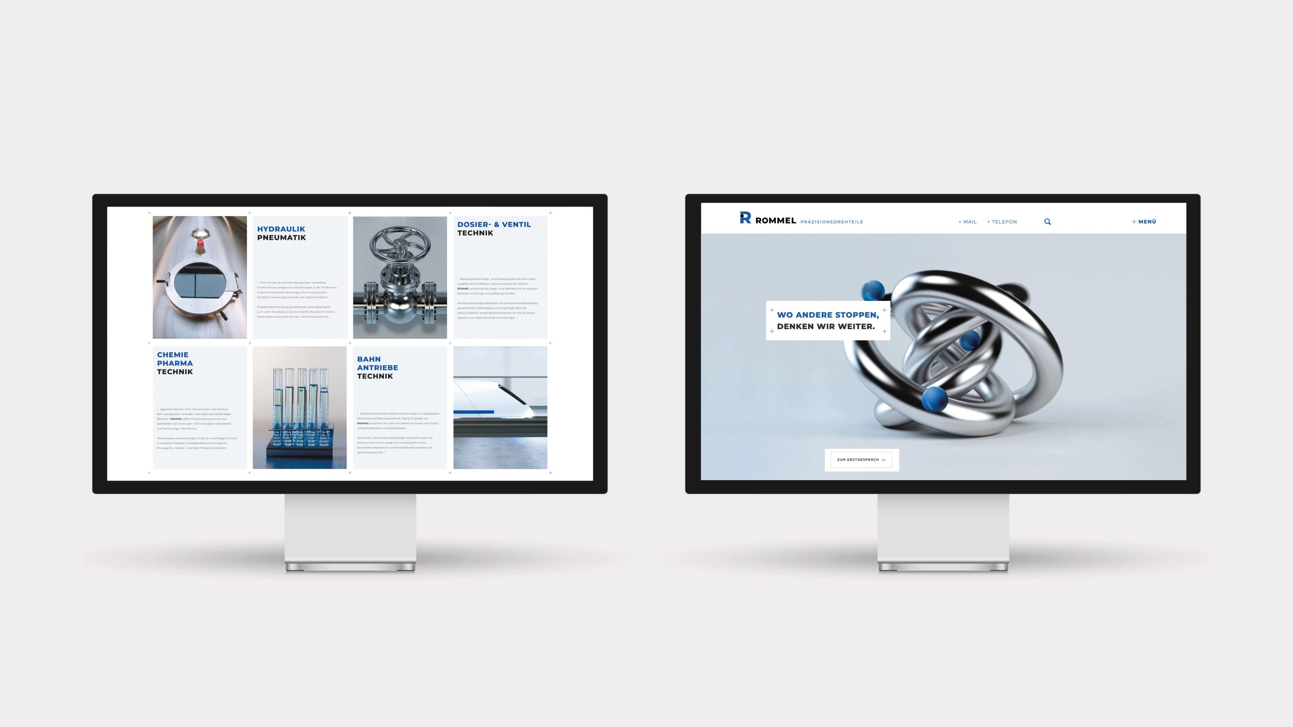 Rommel Präzisionsdrehteile Website mit B2B Branding und AI Art Direction als Teil eines Corporate Design Industrie Projekts