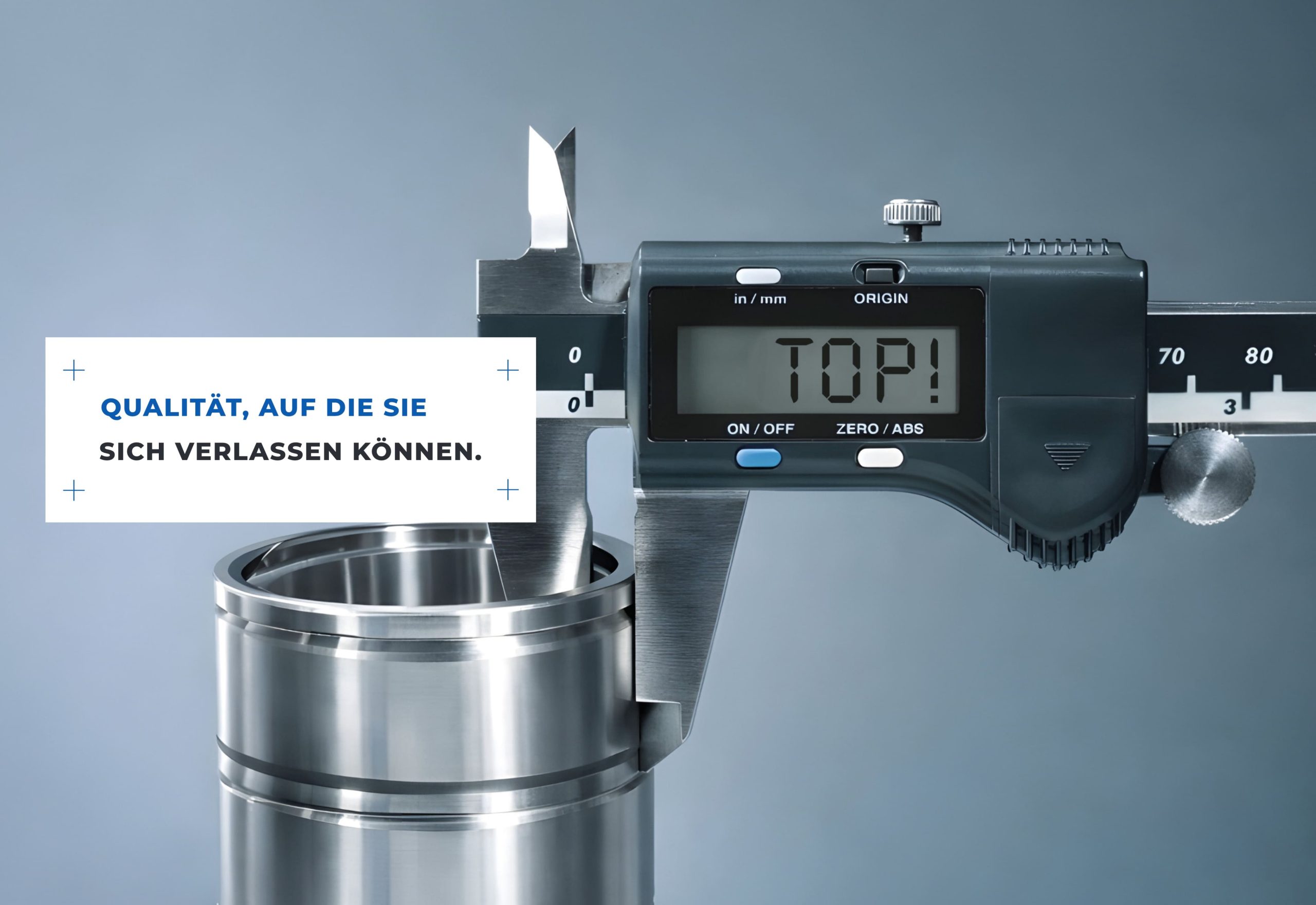 Rommel Präzisionsdrehteile mit digitalem Messschieber als Markenmotiv für Markenentwicklung Industrie und Corporate Design Industrie